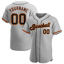 Load image into Gallery viewer, Custom Gray Black-Orange Authentic Baseball Jersey

