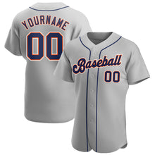 Load image into Gallery viewer, Custom Gray Navy-Orange Authentic Baseball Jersey
