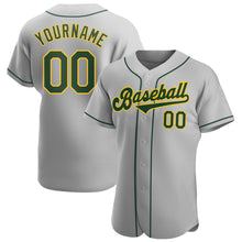 Load image into Gallery viewer, Custom Gray Green-Gold Authentic Baseball Jersey
