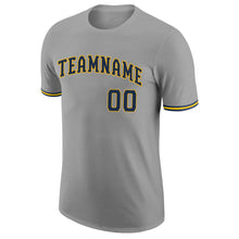 Load image into Gallery viewer, Custom Gray Navy-Gold Performance T-Shirt
