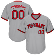 Load image into Gallery viewer, Custom Gray Red-Black Authentic Throwback Rib-Knit Baseball Jersey Shirt
