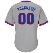 Load image into Gallery viewer, Custom Gray Royal-Red Authentic Throwback Rib-Knit Baseball Jersey Shirt
