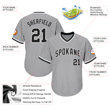 Load image into Gallery viewer, Custom Gray Black-White Authentic Throwback Rib-Knit Baseball Jersey Shirt
