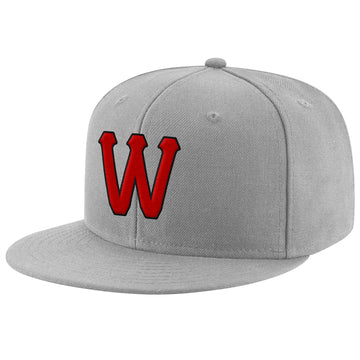 Custom Gray Red-Black Stitched Adjustable Snapback Hat