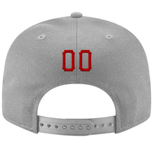 Load image into Gallery viewer, Custom Gray Red-Black Stitched Adjustable Snapback Hat
