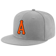 Load image into Gallery viewer, Custom Gray Orange-Black Stitched Adjustable Snapback Hat
