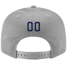 Load image into Gallery viewer, Custom Gray Navy-Red Stitched Adjustable Snapback Hat
