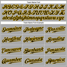 Load image into Gallery viewer, Custom Gray Black Pinstripe Black-Gold Authentic Baseball Jersey
