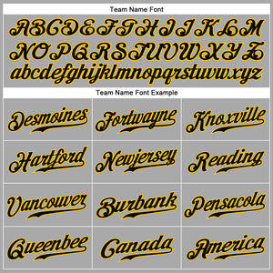 Custom Gray Black Pinstripe Black-Gold Authentic Baseball Jersey