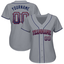 Load image into Gallery viewer, Custom Gray Navy-Red Authentic Drift Fashion Baseball Jersey
