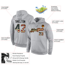Load image into Gallery viewer, Custom Stitched Gray Vintage USA Flag-Old Gold Sports Pullover Sweatshirt Hoodie
