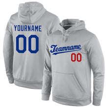 Load image into Gallery viewer, Custom Stitched Gray Royal-Red Sports Pullover Sweatshirt Hoodie
