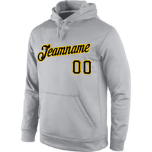 Load image into Gallery viewer, Custom Stitched Gray Black-Gold Sports Pullover Sweatshirt Hoodie
