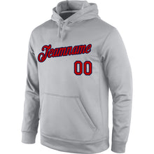 Load image into Gallery viewer, Custom Stitched Gray Red-Navy Sports Pullover Sweatshirt Hoodie
