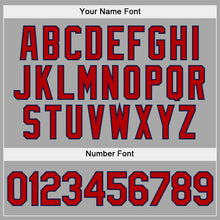 Load image into Gallery viewer, Custom Stitched Gray Red-Navy Sports Pullover Sweatshirt Hoodie

