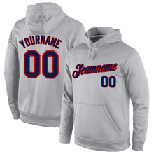 Load image into Gallery viewer, Custom Stitched Gray Navy-Red Sports Pullover Sweatshirt Hoodie
