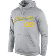 Load image into Gallery viewer, Custom Stitched Gray Gold Sports Pullover Sweatshirt Hoodie
