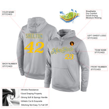 Load image into Gallery viewer, Custom Stitched Gray Gold Sports Pullover Sweatshirt Hoodie
