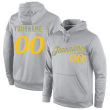 Load image into Gallery viewer, Custom Stitched Gray Gold Sports Pullover Sweatshirt Hoodie
