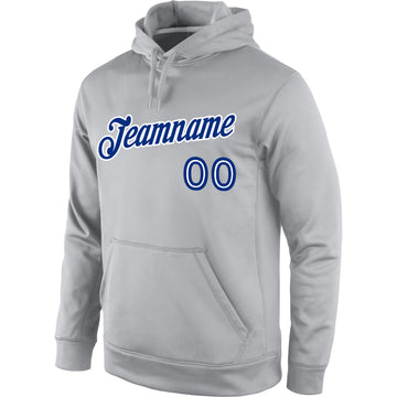 Custom Stitched Gray Royal-White Sports Pullover Sweatshirt Hoodie