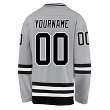 Load image into Gallery viewer, Custom Gray Black-White Hockey Jersey
