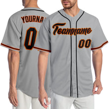 Load image into Gallery viewer, Custom Gray Black-Orange Authentic Baseball Jersey
