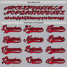 Load image into Gallery viewer, Custom Gray Red-Black Hockey Jersey
