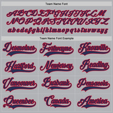 Load image into Gallery viewer, Custom Gray Navy-Red Hockey Jersey
