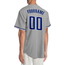 Load image into Gallery viewer, Custom Gray Royal-White Authentic Baseball Jersey
