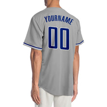 Load image into Gallery viewer, Custom Gray Royal-White Authentic Baseball Jersey
