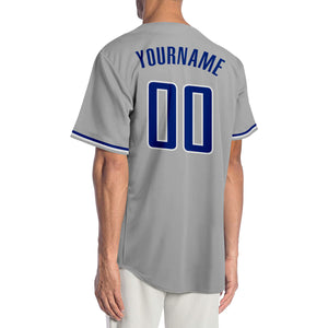 Custom Gray Royal-White Authentic Baseball Jersey