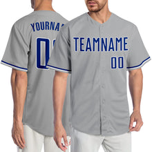 Load image into Gallery viewer, Custom Gray Royal-White Authentic Baseball Jersey
