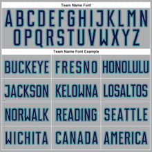 Load image into Gallery viewer, Custom Gray Navy-Teal Authentic Baseball Jersey
