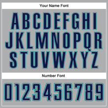 Load image into Gallery viewer, Custom Gray Navy-Teal Authentic Baseball Jersey

