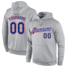 Load image into Gallery viewer, Custom Stitched Gray Royal-Red Sports Pullover Sweatshirt Hoodie
