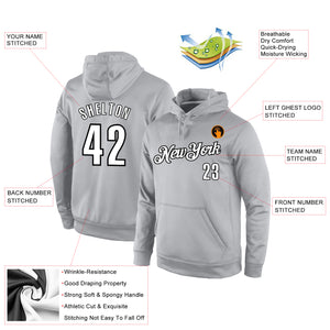 Custom Stitched Gray White-Black Sports Pullover Sweatshirt Hoodie