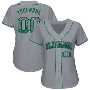 Custom Gray Kelly Green-Black Authentic Drift Fashion Baseball Jersey