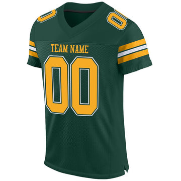 Custom Green Gold-White Mesh Authentic Football Jersey