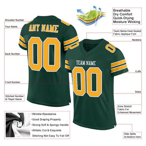 Custom Green Gold-White Mesh Authentic Football Jersey