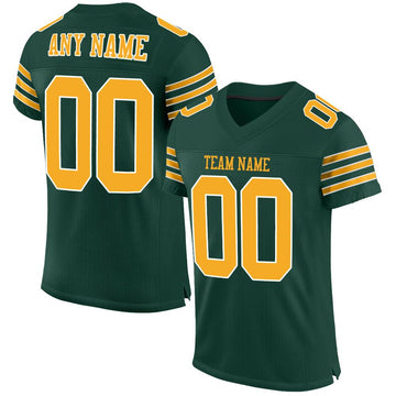 Custom Green Gold-White Mesh Authentic Football Jersey