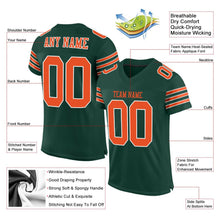 Load image into Gallery viewer, Custom Green Orange-White Mesh Authentic Football Jersey
