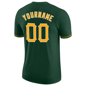 Custom Green Gold-White Performance T-Shirt