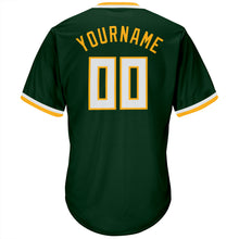 Load image into Gallery viewer, Custom Green White-Gold Authentic Throwback Rib-Knit Baseball Jersey Shirt
