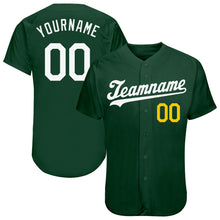 Load image into Gallery viewer, Custom Green White-Gold Authentic Baseball Jersey
