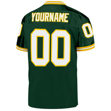 Load image into Gallery viewer, Custom Green White-Gold Mesh Authentic Throwback Football Jersey
