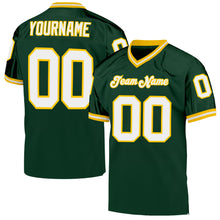 Load image into Gallery viewer, Custom Green White-Gold Mesh Authentic Throwback Football Jersey
