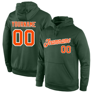 Custom Stitched Green Orange-White Sports Pullover Sweatshirt Hoodie