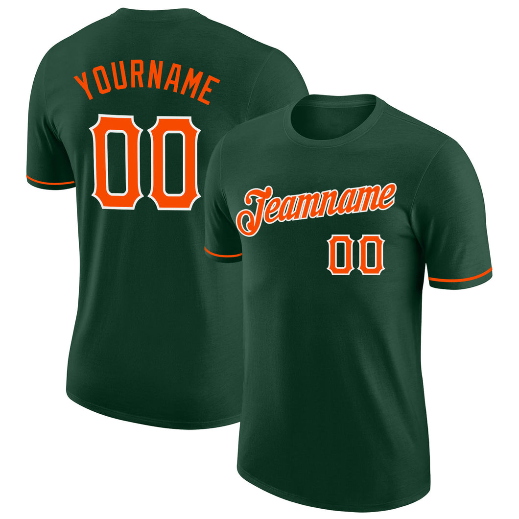 Custom Green Orange-White Performance T-Shirt