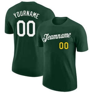 Custom Green White-Gold Performance T-Shirt