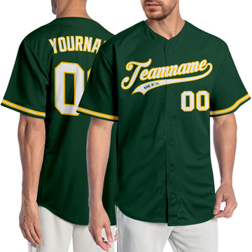 Custom Green White-Gold Authentic Baseball Jersey